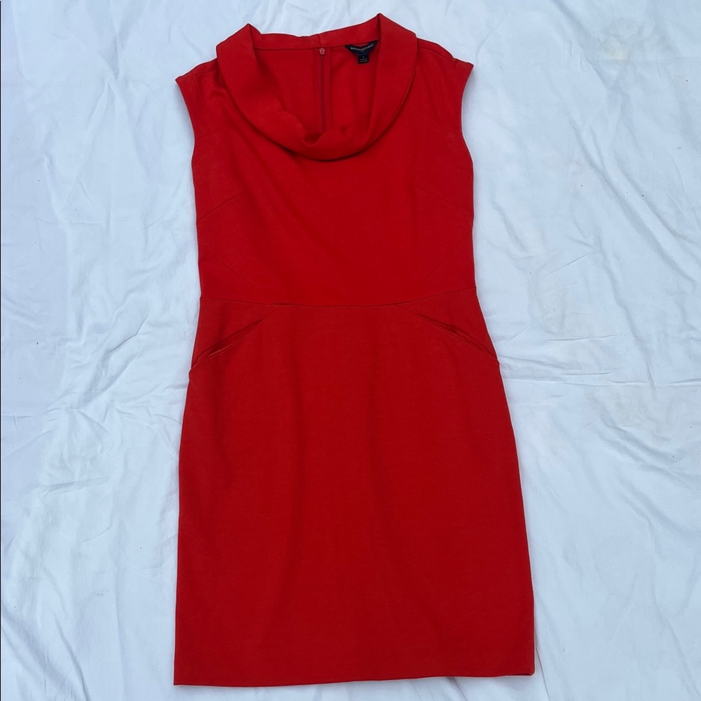 Banana Republic Red Sleeveless Cowl-Neck Mini Dress